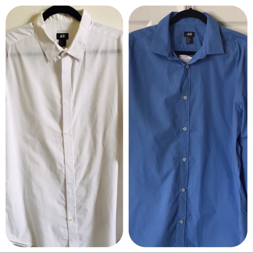 2 new dress shirts: One blue and one white